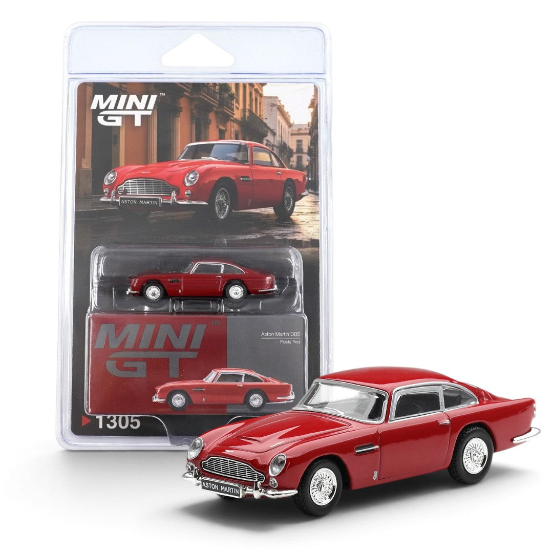 Mini GT 1:64 Scale (Blister Pack) Aston Martin DB5 Fiesta Red Diecast Scale Model Car | Collectible Model