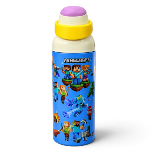 Minecraft 710 ml Insulated Water Bottle with Straw, Locking Lid & Carry Loop