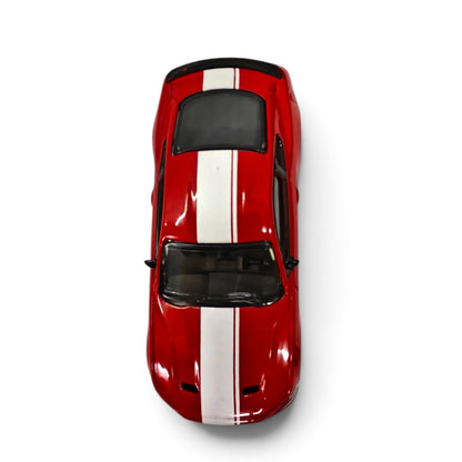 CCA 1:64 Ford Mustang GT S06-02 Die-Cast Model Car | Red American Muscle Car with White Racing Stripes, Detailed Interior & Silver Sport Wheels | Premium Collectible Miniature