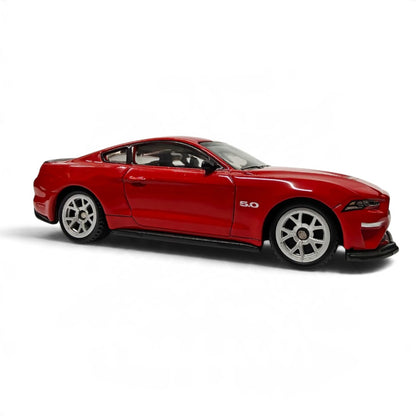 CCA 1:64 Ford Mustang GT S06-02 Die-Cast Model Car | Red American Muscle Car with White Racing Stripes, Detailed Interior & Silver Sport Wheels | Premium Collectible Miniature