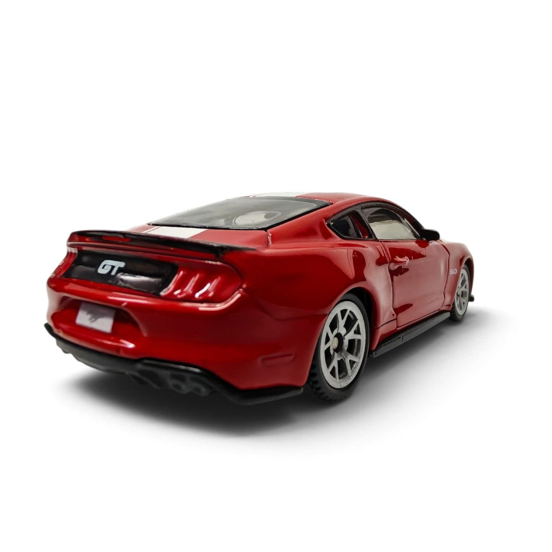 CCA 1:64 Ford Mustang GT S06-02 Die-Cast Model Car | Red American Muscle Car with White Racing Stripes, Detailed Interior & Silver Sport Wheels | Premium Collectible Miniature