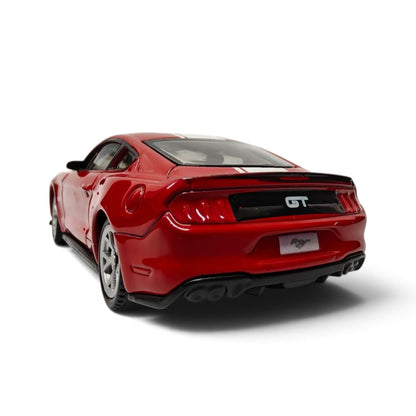 CCA 1:64 Ford Mustang GT S06-02 Die-Cast Model Car | Red American Muscle Car with White Racing Stripes, Detailed Interior & Silver Sport Wheels | Premium Collectible Miniature