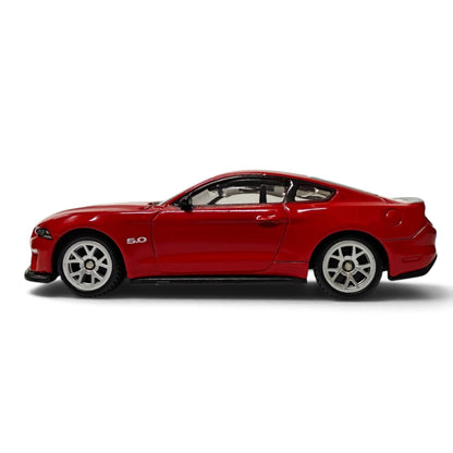 CCA 1:64 Ford Mustang GT S06-02 Die-Cast Model Car | Red American Muscle Car with White Racing Stripes, Detailed Interior & Silver Sport Wheels | Premium Collectible Miniature