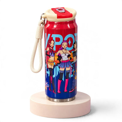 K-Pop Demon Hunters Printed Water Bottle 200ml with Carry Strap – Colour Variants