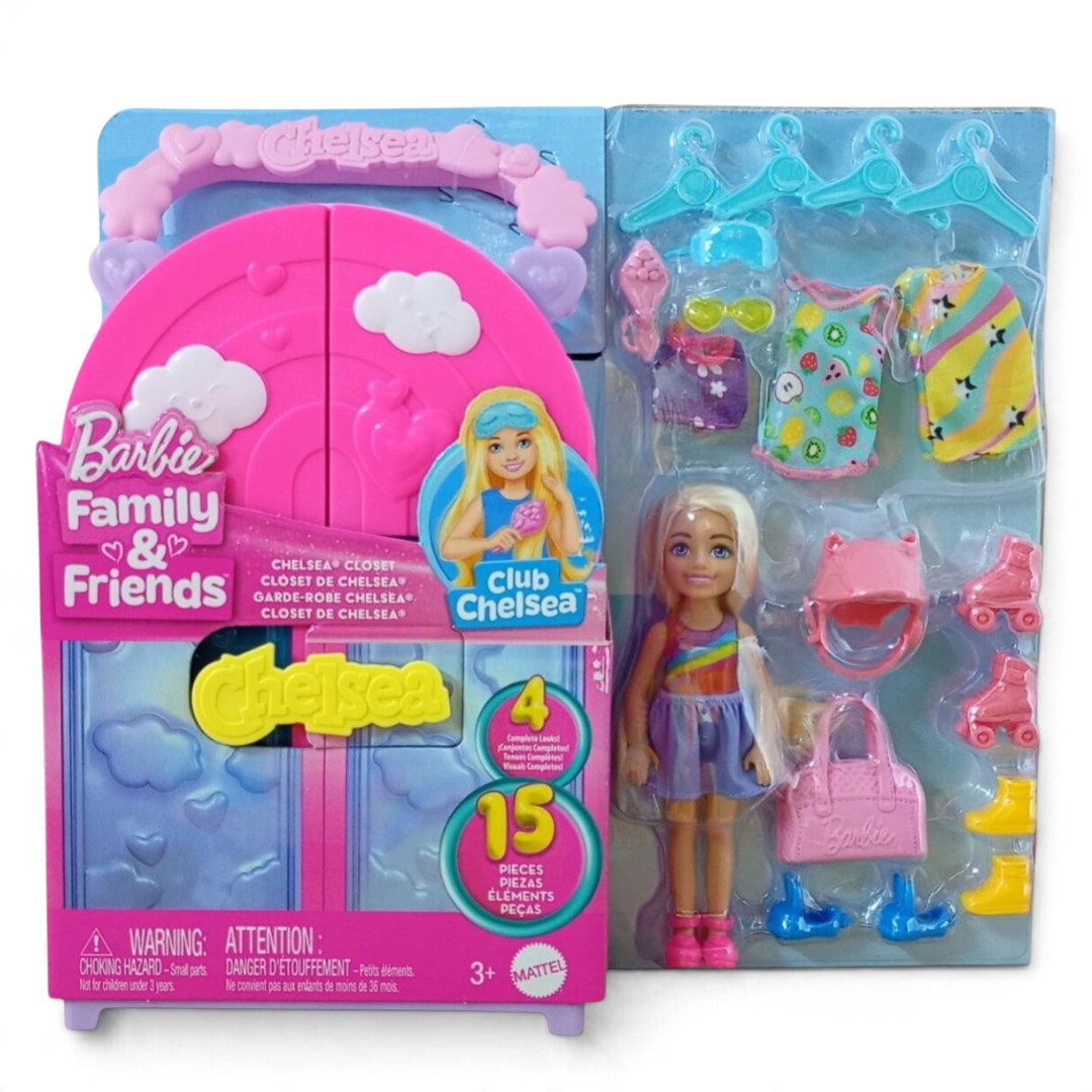 Barbie Chelsea Doll and Closet Toy Playset with 15 Pieces | Foldable Fashion Play with Easy Storage for Kids 3+ Years – Fun