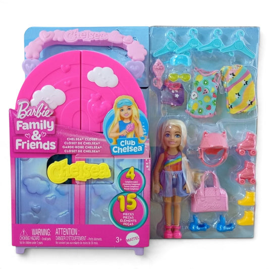 Barbie Chelsea Doll and Closet Toy Playset with 15 Pieces | Foldable Fashion Play with Easy Storage for Kids 3+ Years – Fun