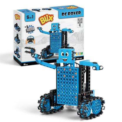Blix RC Rover 5-in-1 Remote Control STEM Robot Kit, 180+ Pieces, Ages 8+