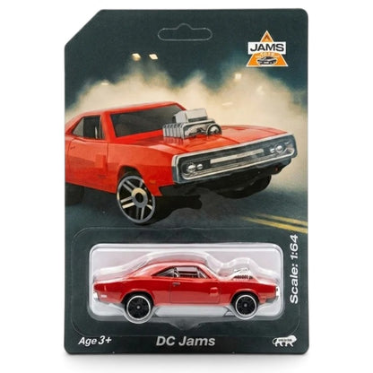 JAMS 1:64 DC Jams Red Muscle Toy Car with Bonnet Supercharger – Blister Pack, Ages 3+