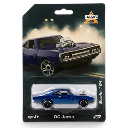 JAMS 1:64 Scale (Blister Pack) DC Jams Blue Muscle Toy Car with Supercharger, Ages 3+