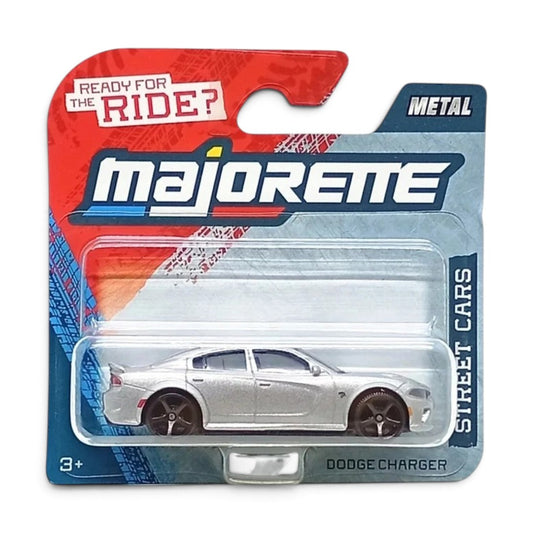 Majorette Street Cars Dodge Charger Silver Metal Toy Car – Blister Pack, Ages 3+