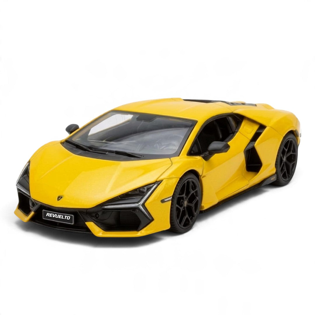 MSZ 1:24 Lamborghini Revuelto Diecast Supercar Model Scale, Yellow – Collectible Display & Gift for Car Enthusiasts
