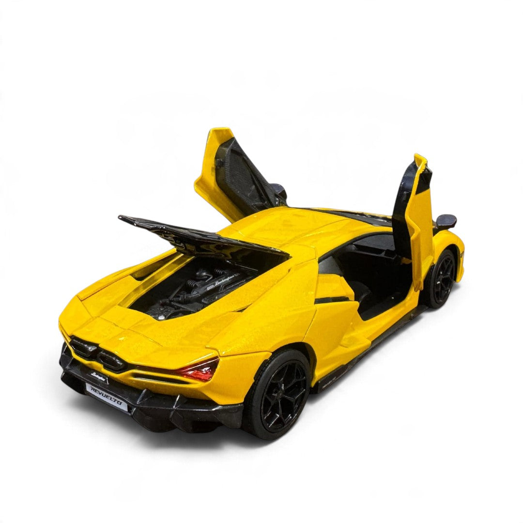 MSZ 1:24 Lamborghini Revuelto Diecast Supercar Model Scale, Yellow – Collectible Display & Gift for Car Enthusiasts