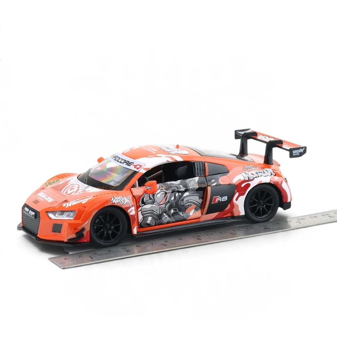 MSZ 1:24 Audi R8 LMS Diecast Racing Car, Red Graffiti Design – Collectible Model & Gift for Car Enthusiasts