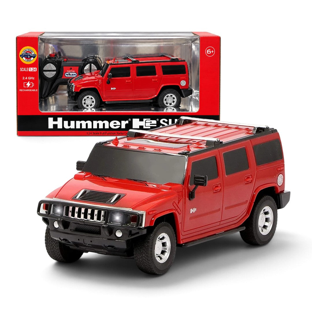 Road Burner Hummer H2 Remote Control SUV, 1:24 Scale, Red – Rechargeable 2.4 GHz RC Car for Kids Ages 6+