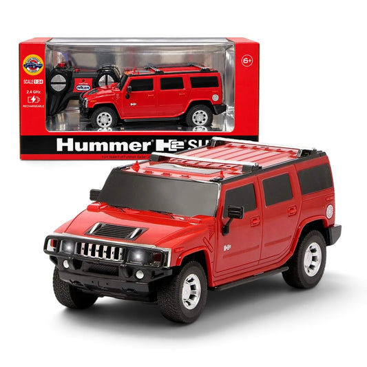 Road Burner Hummer H2 Remote Control SUV, 1:24 Scale, Red – Rechargeable 2.4 GHz RC Car for Kids Ages 6+