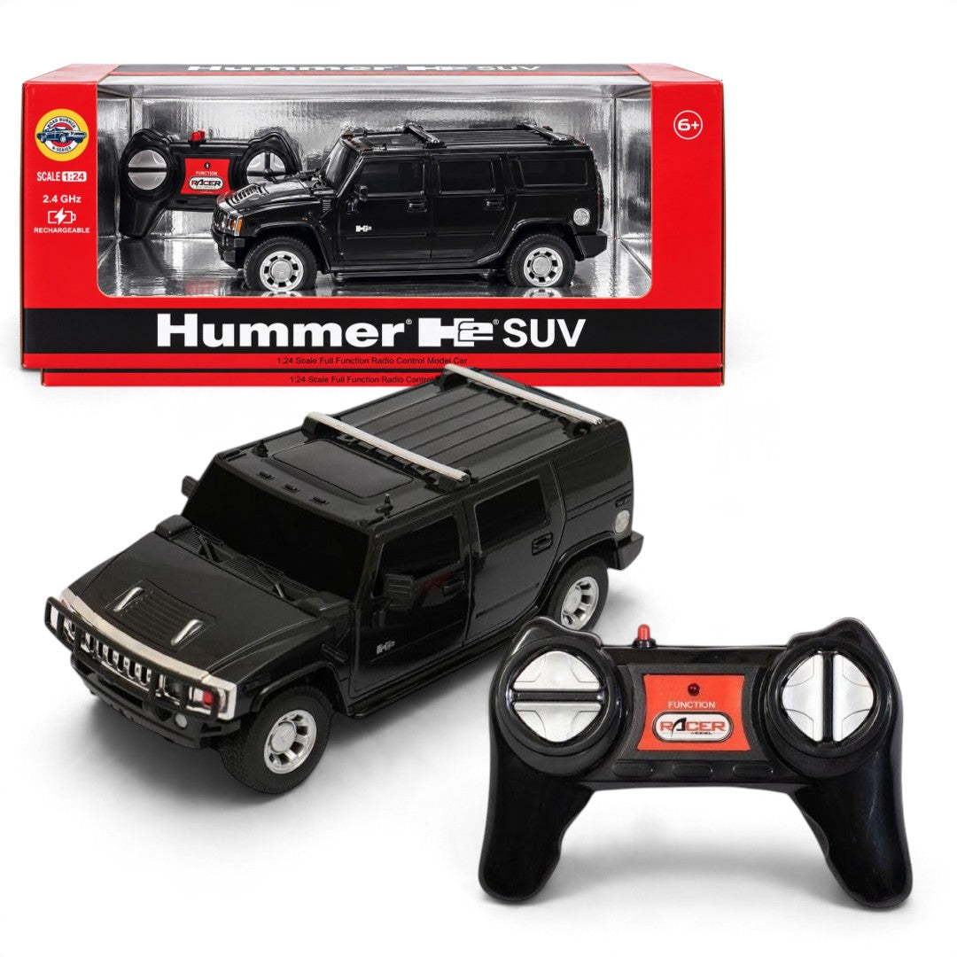 Road Burner 1:24 Hummer H2 Remote Control SUV, Black – Rechargeable 2.4 GHz RC Car for Kids Ages 6+