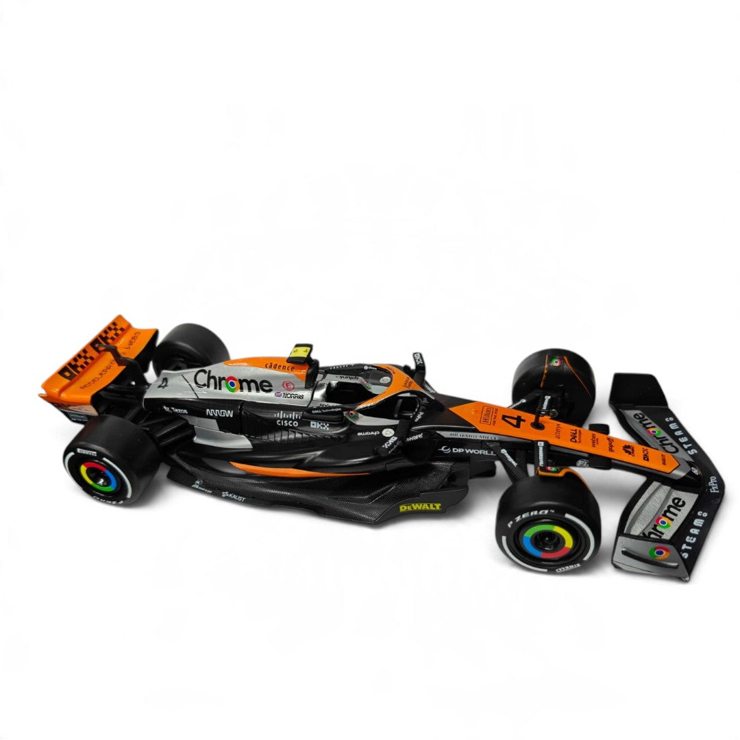 CCA McLaren MCL60 F1 Model Car, 2023 British Grand Prix Chrome Livery – Collectible Racing Car for Motorsport Fans