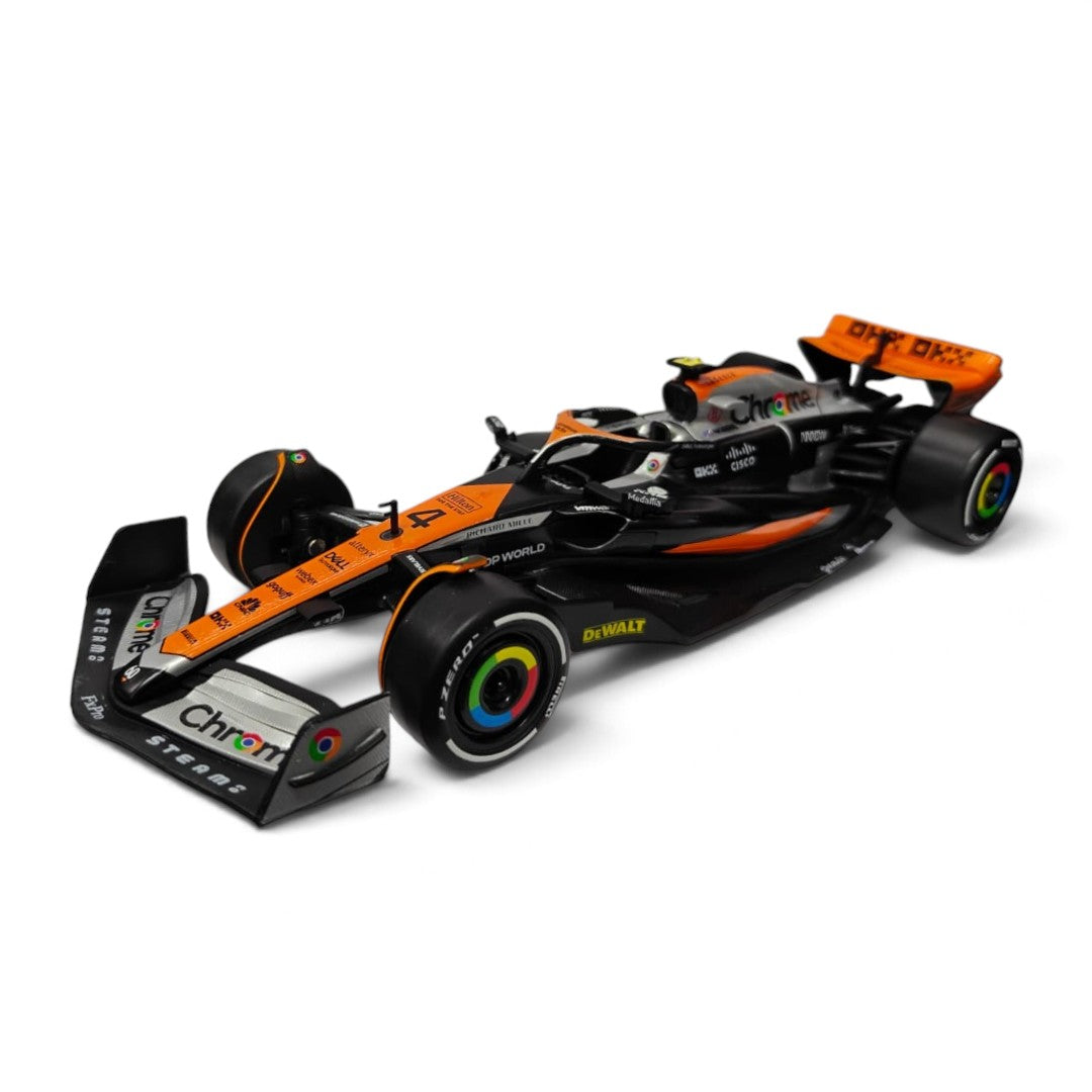 CCA McLaren MCL60 F1 Model Car, 2023 British Grand Prix Chrome Livery – Collectible Racing Car for Motorsport Fans