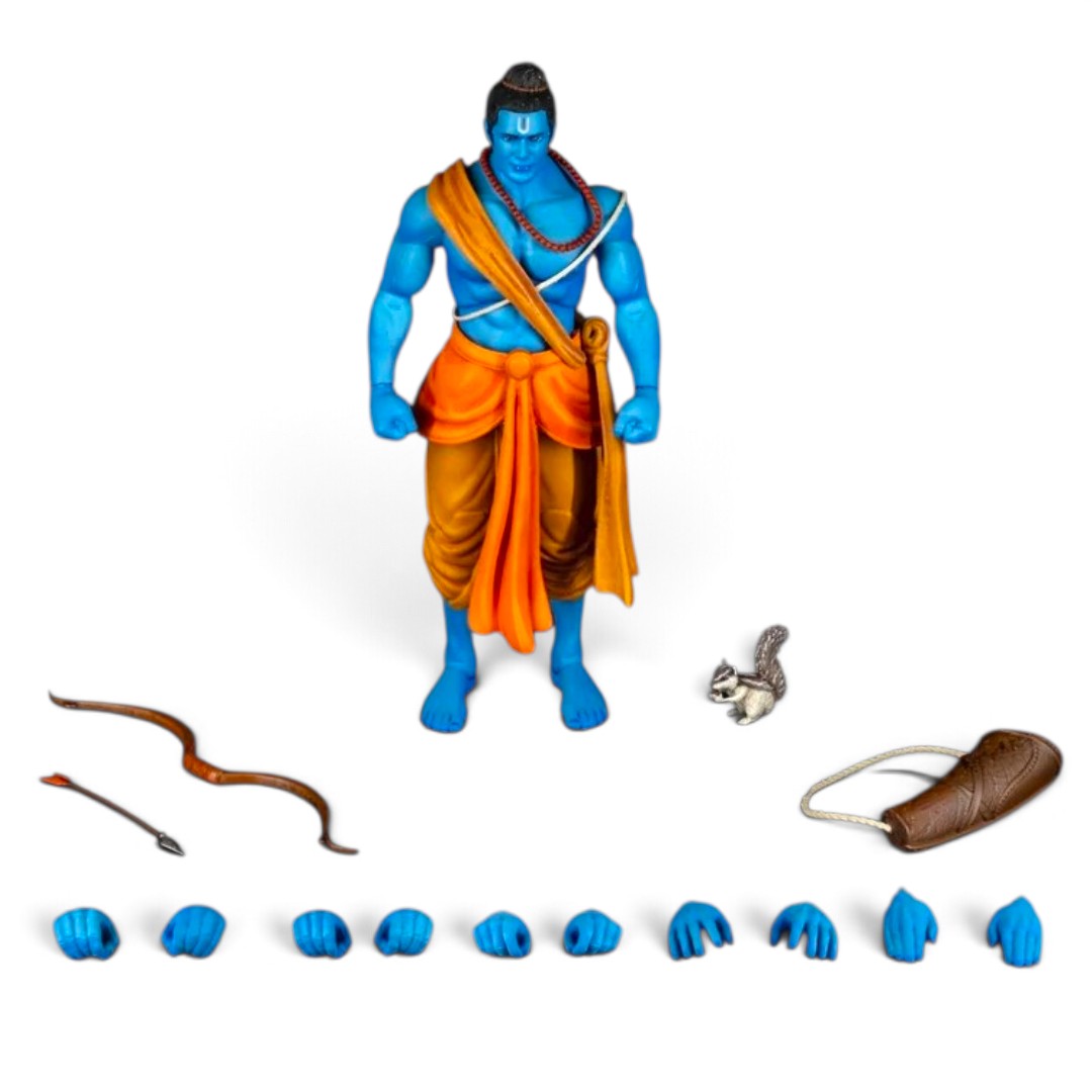 Legends of the Ramayan 1:12 Scale Vanvasi Rama Collector Action Figure with Bow, Arrow, Quiver, Squirrel & Interchangeable Hands