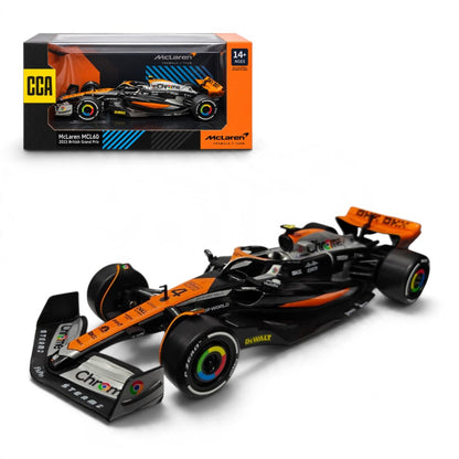 CCA McLaren MCL60 F1 Model Car, 2023 British Grand Prix Chrome Livery – Collectible Racing Car for Motorsport Fans