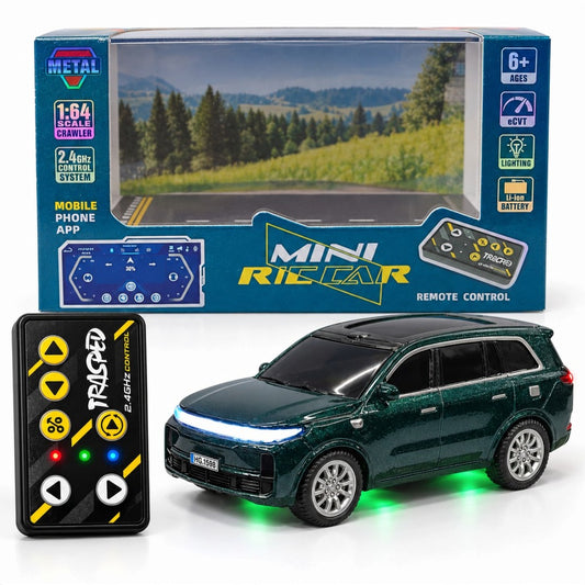 TRASPEED 1:64 Mini RC SUV – Metallic Green, Metal Body & App Control