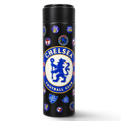 Chelsea Football Club 500ml Stainless Steel Vacuum Flask with LED Temperature Display & Tea Strainer – Insulated Thermos for Hot & Cold Drinks