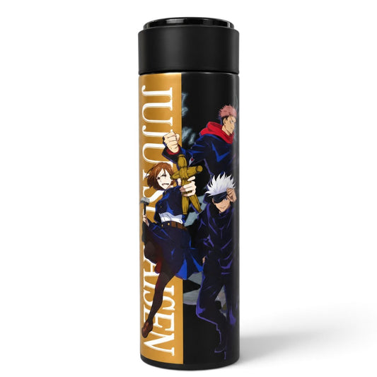 Jujutsu Kaisen 500ml Stainless Steel Vacuum Flask with LED Temperature Display & Tea Strainer – Anime Hot & Cold Bottle