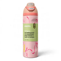 Owala FreeSip 710ml Insulated Water Bottle with Straw – Pink Bow Design