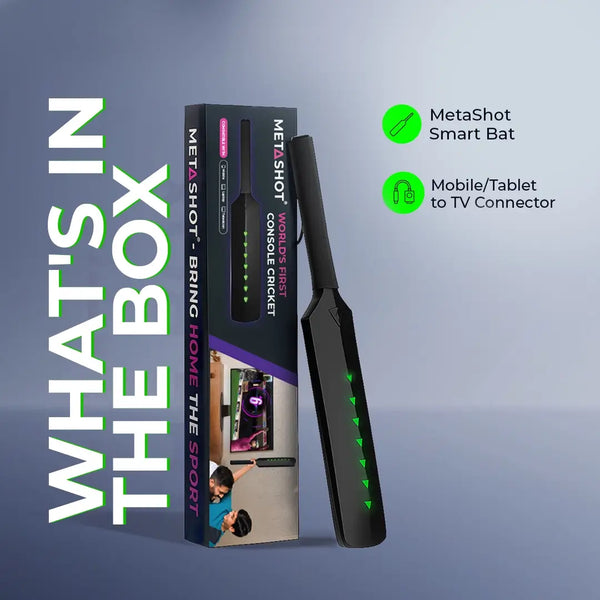 MetaShot Smart Cricket Bat with TV Kit | Motion Gaming Cricket Set for TV & Mobile