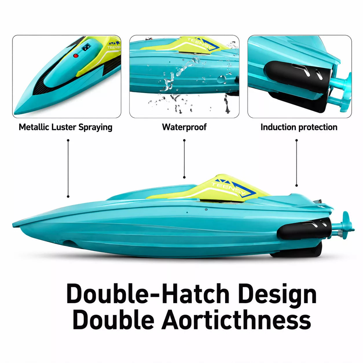 4DRC RC Racing Boat for Kids | 15 KM/H High-Speed 2.4GHz Remote Control Boat | Rechargeable Water Toy for Pools, Lakes & Rivers | 30 Min Playtime | Boys & Girls 8+ Years