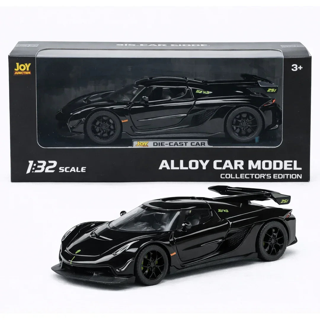 JOY JUNCTION 1:32 Diecast Supercar Toy Car with Opening Doors & Bonnet – Premium Metal Model in Orange, White & Black