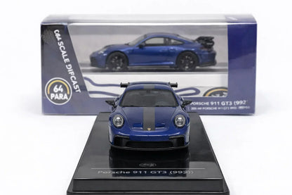 PARA64 1:64 Porsche 911 GT3 (992) Blue Diecast Model Car – Premium Display Base Collectible