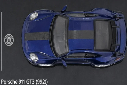 PARA64 1:64 Porsche 911 GT3 (992) Blue Diecast Model Car – Premium Display Base Collectible