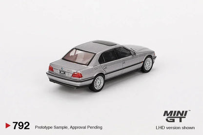 Mini GT 1:64 Blister Pack BMW 750iL Aspen Silver Metallic Diecast Luxury Sedan Model Car