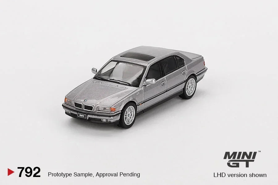 Mini GT 1:64 Blister Pack BMW 750iL Aspen Silver Metallic Diecast Luxury Sedan Model Car