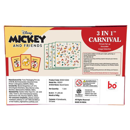BO Games Disney Mickey and Friends 3-in-1 Carnival Board Game for Kids Ages 5+ | 2–6 Players | Family Party Game