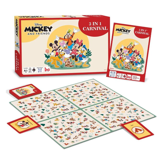 BO Games Disney Mickey and Friends 3-in-1 Carnival Board Game for Kids Ages 5+ | 2–6 Players | Family Party Game