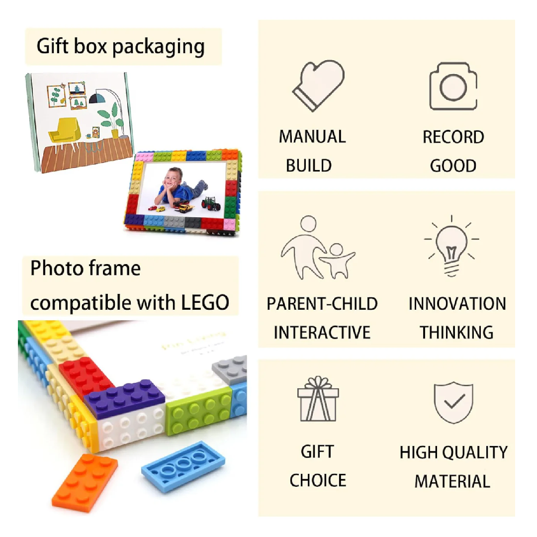 DIY Photo Frame- Building Blocks Photo Frame - Customizable Photo Frame with Figures