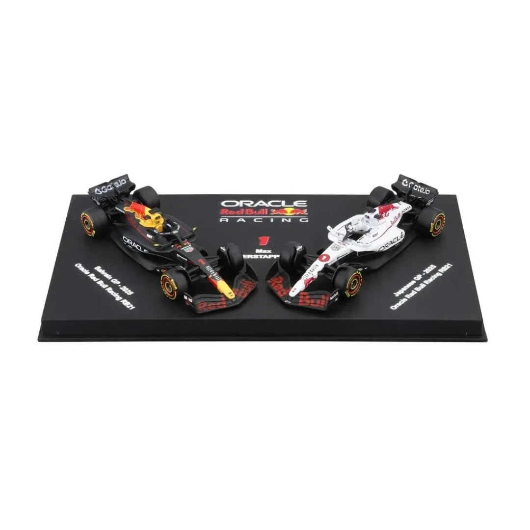 Bburago 1:64 Scale Oracle Red Bull Racing RB21 Max Verstappen #1 Bahrain & Japan GP 2025 Collectible F1 Die-Cast Model Set of 2