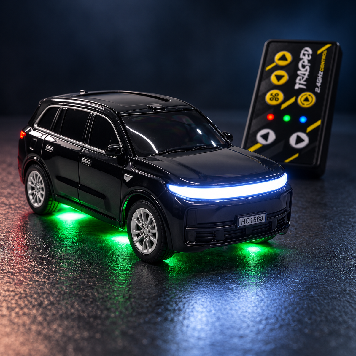 TRASPEED 1:64 Mini RC SUV – Black Metal Body, 2.4GHz Remote & App Control