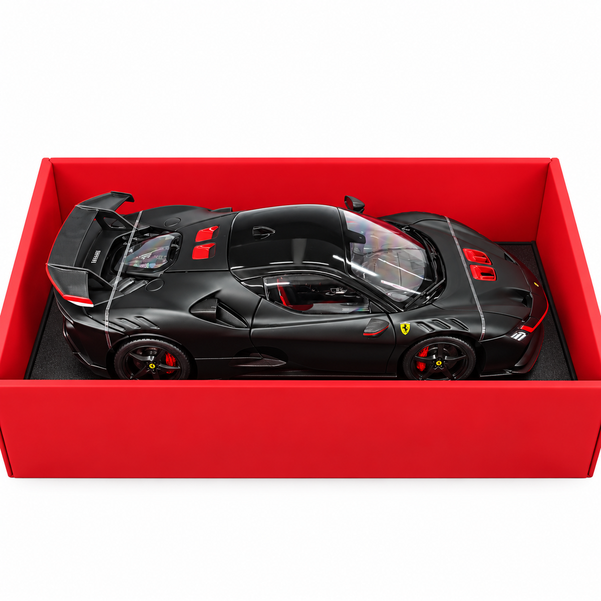 Bburago Exclusive Series Ferrari SF90 XX Stradale Black 1:18 Scale Premium Diecast Model Car with Detailed Interior, Racing Rear Wing & Collector Display Box