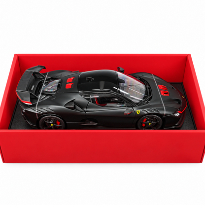 Bburago Exclusive Series Ferrari SF90 XX Stradale Black 1:18 Scale Premium Diecast Model Car with Detailed Interior, Racing Rear Wing & Collector Display Box