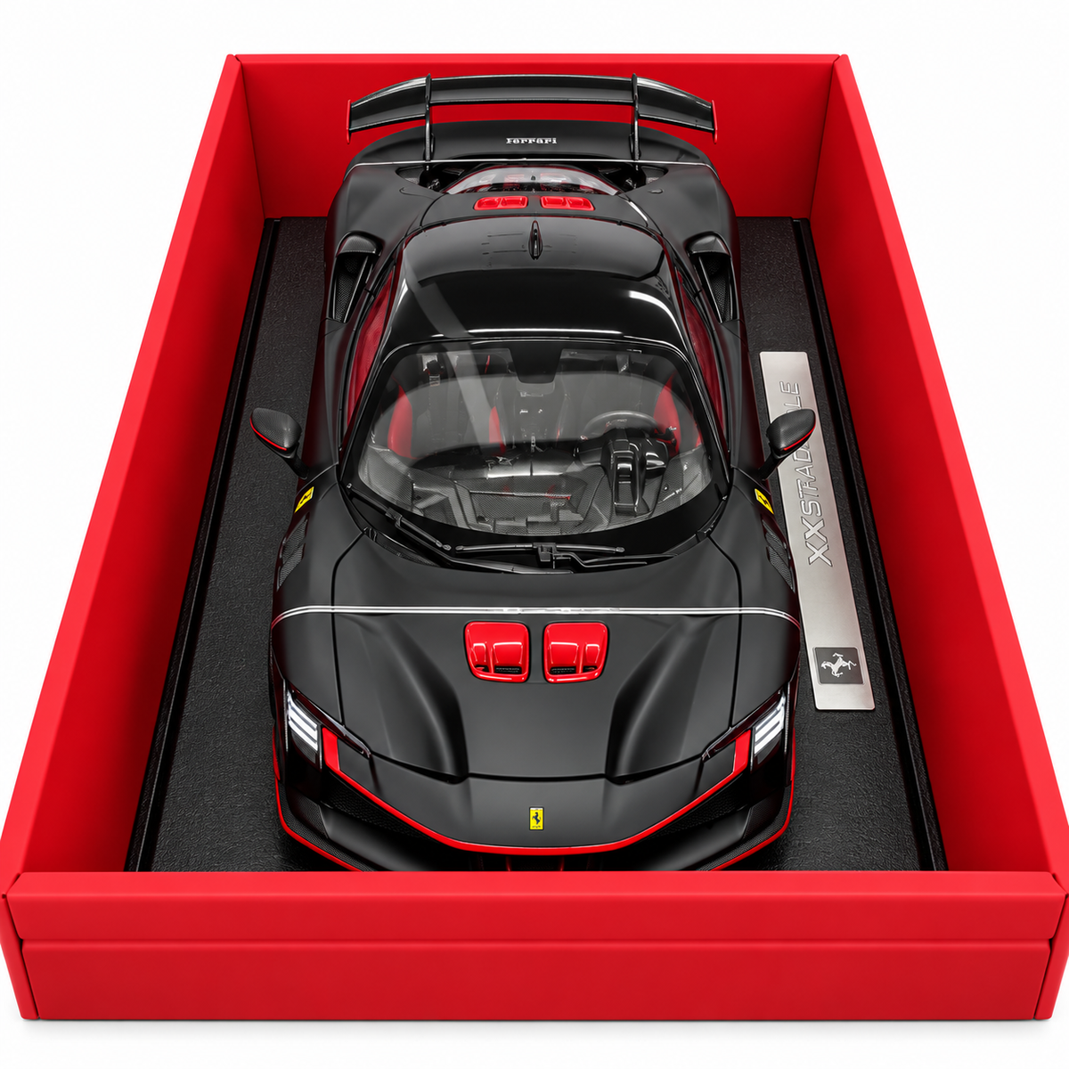 Bburago Exclusive Series Ferrari SF90 XX Stradale Black 1:18 Scale Premium Diecast Model Car with Detailed Interior, Racing Rear Wing & Collector Display Box