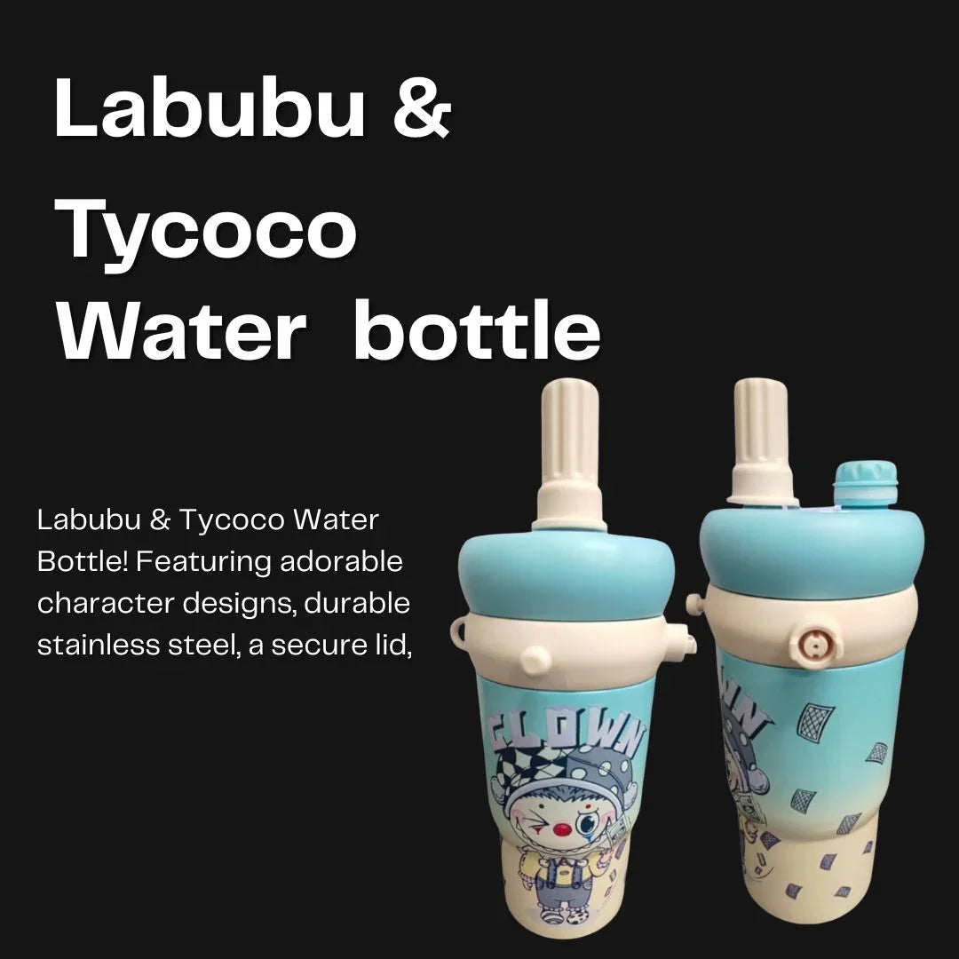 Labubu & Tycoco Sipper Water Bottle 1Ltr Stainless Steel - Jaiman Toys