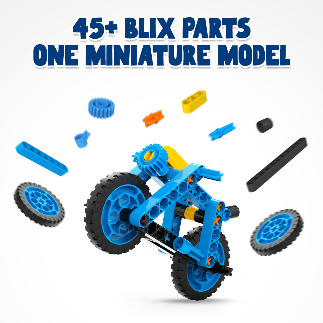 Blix Minis Bike 45+ Piece DIY Model Building Kit, Ages 5+