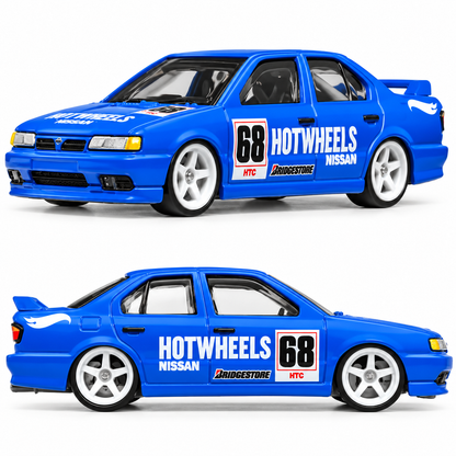 Hot Wheels Premium 1:64 Scale Car Culture Nissan 2-Pack – 1994 Nissan Primera & Nissan R390 GT1 Diecast Model Cars with Metal Body & Real Riders Rubber Tyres (HBL96-953N)