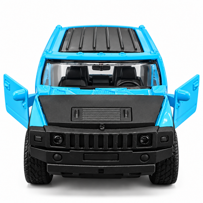 Road Burner Diecast Metal SUV Toy Car 1:39 Scale Model – Blue Off-Road SUV Collectible with Openable Doors, Pull-Back Action, Metal Body | Collectible Toy Car for Kids Ages 3+