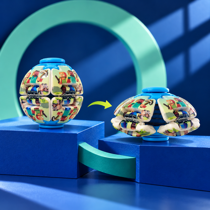 Transforming Fingertip Spinner Ball with Pixel Character Design – Fidget Toy, 1 Random Colour