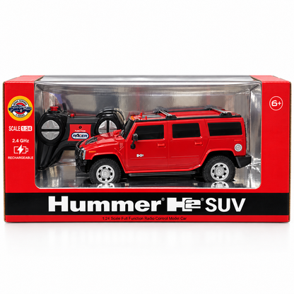 Road Burner Hummer H2 Remote Control SUV, 1:24 Scale, Red – Rechargeable 2.4 GHz RC Car for Kids Ages 6+