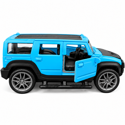 Road Burner Diecast Metal SUV Toy Car 1:39 Scale Model – Blue Off-Road SUV Collectible with Openable Doors, Pull-Back Action, Metal Body | Collectible Toy Car for Kids Ages 3+